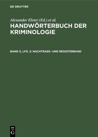 Produktbild: Handw&ouml;rterbuch der Kriminologie / Nachtrags- und Registerband