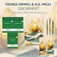 Produktbild: George Orwell & H.G. Wells Geschenkset - 3 B&uuml;cher (mit Audio-Online) + Eleganz der Natur Schreibset Premium