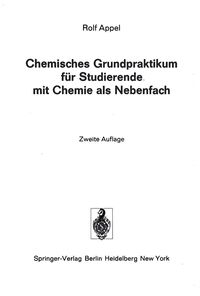 Produktbild: Chemisches Grundpraktikum f&uuml;r Studierende mit Chemie als Nebenfach