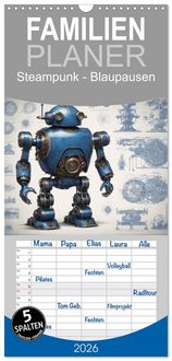 Produktbild: Familienplaner 2026 - Steampunk - Blaupausen mit 5 Spalten (Wandkalender, 21 x 45 cm) CALVENDO