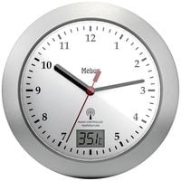 Produktbild: Mebus 41124 Funk Wanduhr 17cm x 6cm Silber Badezimmer-/Feuchtraum geeignet