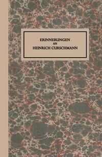Produktbild: Erinnerungen an Heinrich Curschmann