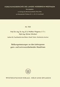 Produktbild: Reibungsmessungen an den Leitorganen garn- und zwirnverarbeitender Maschinen