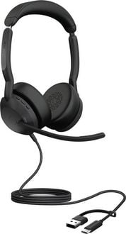 Produktbild: Jabra Evolve2 50 On Ear Headset kabelgebunden, Bluetooth&reg; Stereo Schwarz Mikrofon-Rauschunterdr&uuml;ckung, Noise Cancelling Headset