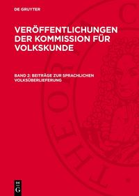 Produktbild: Beitr&auml;ge zur sprachlichen Volks&uuml;berlieferung
