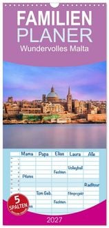 Produktbild: Familienplaner 2027 - Wundervolles Malta mit 5 Spalten (Wandkalender, 21 x 45 cm) CALVENDO