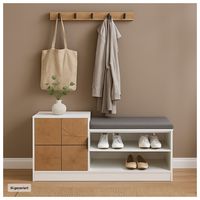 Produktbild: HTI-Living Schuhregal mit Sitzpolster Dana Wei&szlig;-Baumscheibe