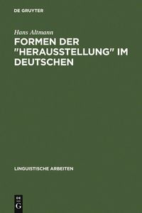 Produktbild: Formen der "Herausstellung" im Deutschen