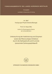 Produktbild: Untersuchung der Inaktivierung von Enzymen sowie des Ribonuclease-Inhibitors durch die Kathepsine B und D und die lysosomale Carboxypeptidase B