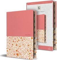 Produktbild: KJV Holy Bible, Large Print Handy Size Format, 2 Piece Pink Floral Leathersoft with Ribbon Marker, Red Letter, Thumb Index