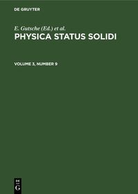 Produktbild: Physica status solidi. Volume 3, Number 9