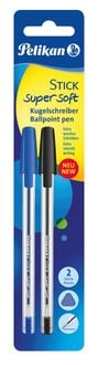 Produktbild: Pelikan Kugelschreiber Stick super soft, schwarz, blau, 2er Set