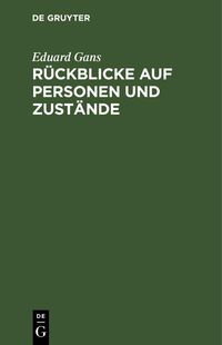 Produktbild: R&uuml;ckblicke auf Personen und Zust&auml;nde