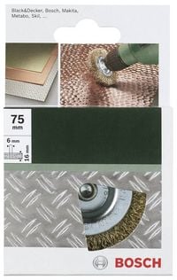 Produktbild: Bosch Accessories Scheibenb&uuml;rsten f&uuml;r Bohrmaschinen &ndash; Gewellter Draht, vermessingt, 75mm D= 75 mm, Breite= 16mm Schaft-&Oslash; 6mm
