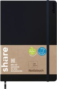 Produktbild: share Notizbuch A5 blanko schwarz