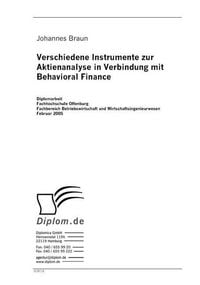Produktbild: Verschiedene Instrumente zur Aktienanalyse in Verbindung mit Behavioral Finance