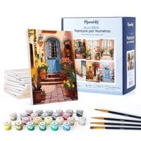 Produktbild: Mini Serie Malen nach Zahlen 15x20 cm (6 St&uuml;ck) mit Rahmen - Europ&auml;ische Architektur und Blumen