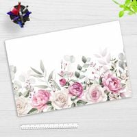 Produktbild: Cover-your-desk Schreibtischunterlage f&uuml;r Kinder und Erwachsene Rosa Rosen und Eukalyptus Aquarell, aus hochwertigem Vinyl, 60 x 40 cm