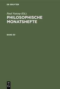 Produktbild: Philosophische Monatshefte. Band 30