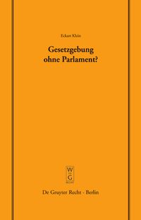 Produktbild: Gesetzgebung ohne Parlament?