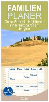 Produktbild: Familienplaner 2026 - Crete Senesi - Highlights einer einzigartigen Region mit 5 Spalten (Wandkalender, 21 x 45 cm) CALVENDO