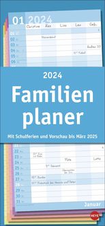 Basic Familienplaner 2024. Praktischer Wandplaner mit 5 Spalten. Familien-Wandkalender mit Schulferien und 3-Monats-Ausblick. Terminkalender 2024. von |Heye