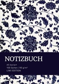 Produktbild: Floral blau - Notizbuch A5 kariert - 100 Seiten 90g/m&sup2; - Soft Cover