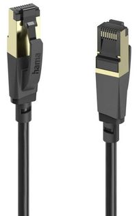 Produktbild: Hama 00202003 RJ45 Patchkabel CAT 8 S/FTP 5 m Schwarz Kabelmantel aus Recycling-Material 1 St.