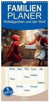 Produktbild: Familienplaner 2027 - Rotk&auml;ppchen und der Wolf mit 5 Spalten (Wandkalender, 21 x 45 cm) CALVENDO