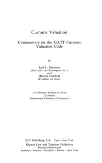 Produktbild: Customs Valuation A Commentary On The Gatt Customs Valuation Cod