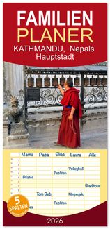 Produktbild: Familienplaner 2026 - KATHMANDU, Nepals Hauptstadt mit 5 Spalten (Wandkalender, 21 x 45 cm) CALVENDO