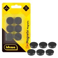 Produktbild: Idena Magnete St&auml;rke 7mm rund schwarz &Oslash;2,4cm 6 St&uuml;ck
