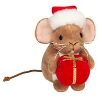 Produktbild: Teddy Hermann 94621 - Weihnachtsmaus mit Geschenk, Pl&uuml;sch, 11 cm