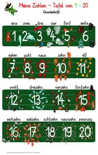 Produktbild: Meine Zahlen-Tafel von 1-20 Grundschrift