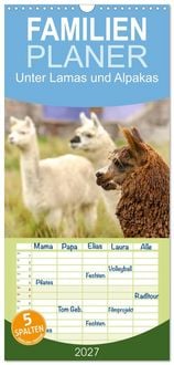 Produktbild: Familienplaner 2027 - Unter Lamas und Alpakas mit 5 Spalten (Wandkalender, 21 x 45 cm) CALVENDO