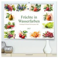 Produktbild: Fr&uuml;chte in Wasserfarben - Fruchtige KI-Kunst f&uuml;r das ganze Jahr (hochwertiger Premium Wandkalender 2027 DIN A2 quer), Kunstdruck in Hochglanz