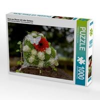 Produktbild: Herz aus Rosen mit roter Gerbera (Puzzle)