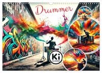 Produktbild: Drummer - Color Splash Rhythms: Trommelschläge und Farbexplosionen (Wandkalender 2026 DIN A3 quer), CALVENDO Monatskalender
