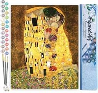 Produktbild: FiguredArt PN1023 - Malen nach Zahlen, Der Kuss Klimt, Leinwand 40x50cm ohne Rahmen, Malset, Paint by Numbers