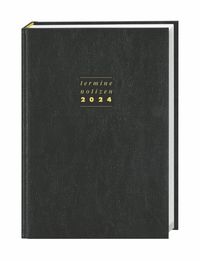 Terminer A5 2024. Schwarzer Terminkalender mit hochwertigem Kunstledereinband. Wochenplaner mit Zitaten und Lesebändchen. Taschenkalender 2024 zum Pl von |Heye