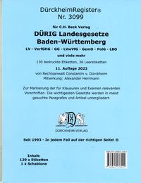 Bild vom Artikel DürckheimRegister® für DÜRIG: BADEN-WÜRTTEMBERG, C.H. Beck Verlag OHNE Stichworte vom Autor Constantin Dürckheim