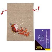 Produktbild: Idena Weihnachtsgeschenksack Weihnachtsmann Schlitten 15x22cm
