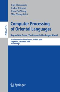 Produktbild: Computer Processing of Oriental Languages. Beyond the Orient: The Research Challenges Ahead