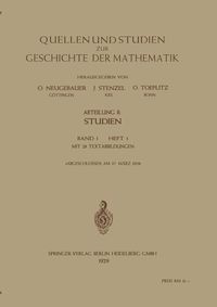 Produktbild: Quellen und Studien zur Geschichte der Mathematik, Astronomie und Physik