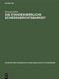 Produktbild: Die standesherrliche Schiedsgerichtsbarkeit