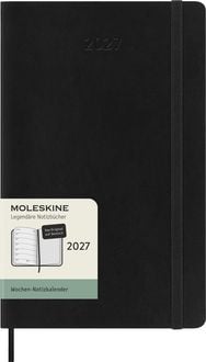 Produktbild: Moleskine 12 Monate Wochen Notizkalender Deutsch 2027, Large/A5, 1 Wo = 1 Seite, rechts linierte Seite, Weicher Einband, Schwarz