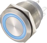Produktbild: TRU COMPONENTS 702602 GQ22-11WE/B-W/12V Vandalismusgesch&uuml;tzter Drucktaster 250 V/AC 0.5 A 1 x Aus/(Ein) tastend Blau IP67 1 St.