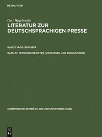 Produktbild: Personenregister (Verfasser und Biographien )