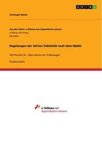 Produktbild: Regelungen der Ad-hoc Publizit&auml;t nach dem WpHG