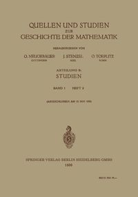 Produktbild: Quellen und Studien zur Geschichte der Mathematik
